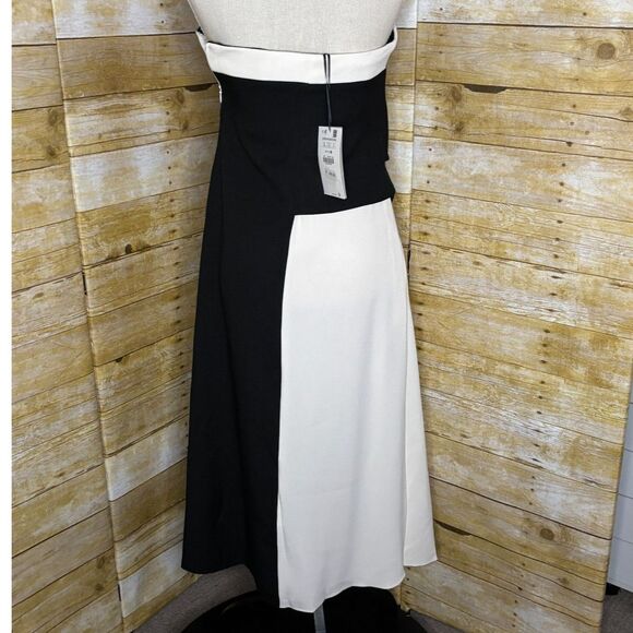 ZARA COLOR BLOCK ASYMMETRICAL STRAPLESS PARTY WEDDING PROM FANCY DINNER DRESS - Picture 3 of 5